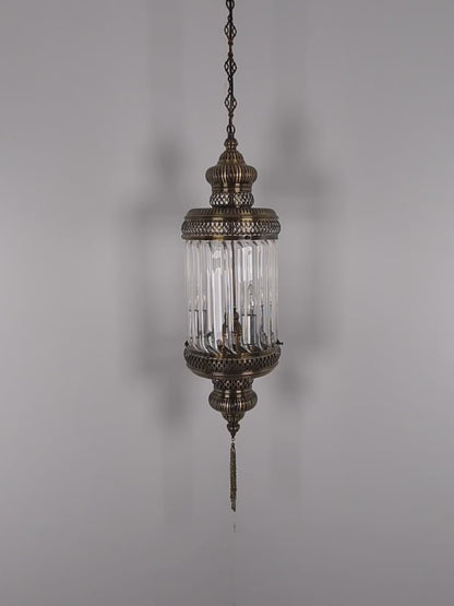 Turkish Lantern Pyrex Glass Clear Pendant Light Big Cylinder Lamp