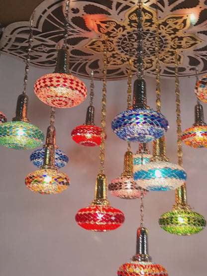 Mosaic Glass Turkish Chandelier Big 19 Globe